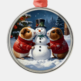 Guineas Grisar och Snögubbe jul Julgransprydnad Metall