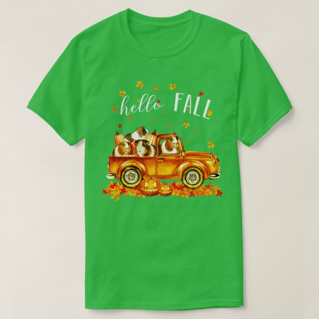 Guineas Hej Fall Guineas i Car Pumpkin Lycklig Hal T Shirt (Design framsida)