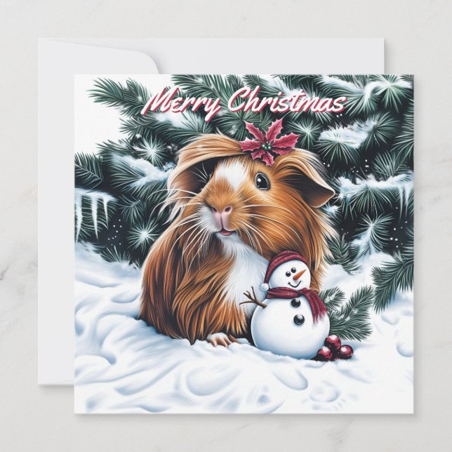 Guineas julanteckningskort för Gris och Snögubbe Anteckningskort (Framsida)