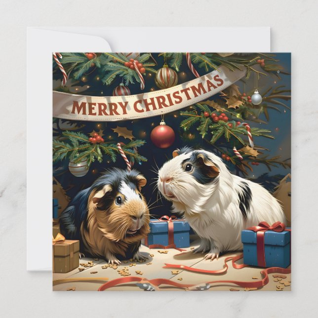 Guineas julanteckningskort för Grisar och Julgran Anteckningskort (Framsida)