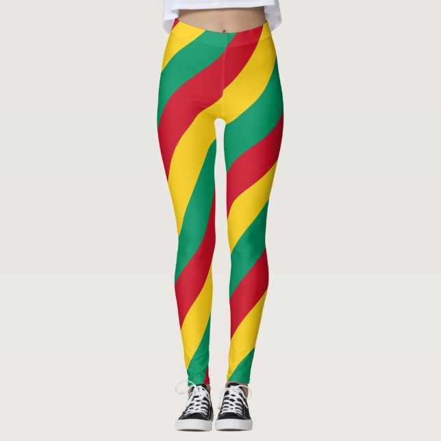 Guineas nationella Flagga Färg diagonal strimlad Leggings (Framsida)
