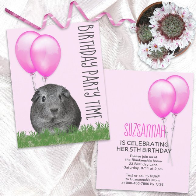 Guineas Rosa Bubons Anpassningsbar Birthday Inbjudningar (Skapare uppladdad)