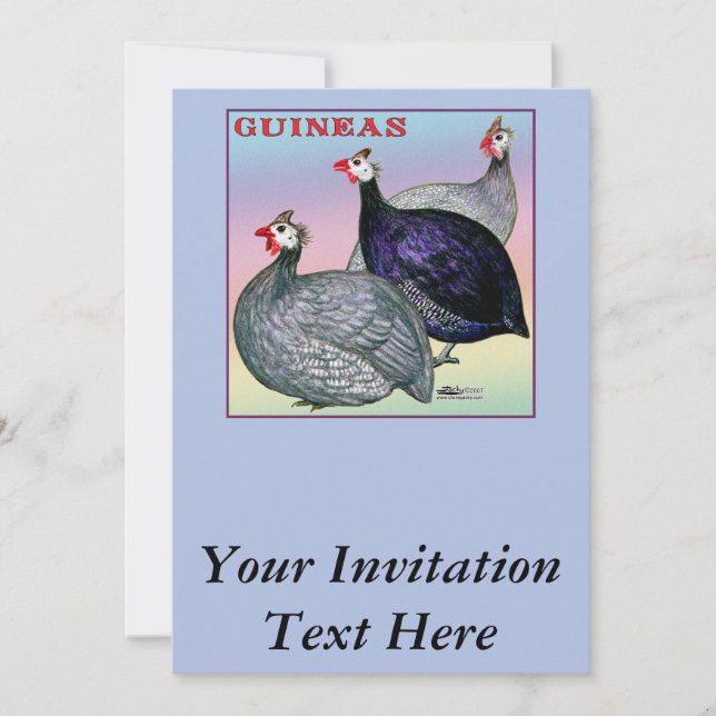 Guineas Three Fowl Inbjudningar (Framsida)