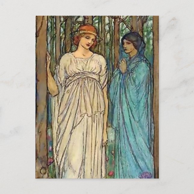 “Guinevere” Sagokonst av Florence Harrison Vykort (Framsida)