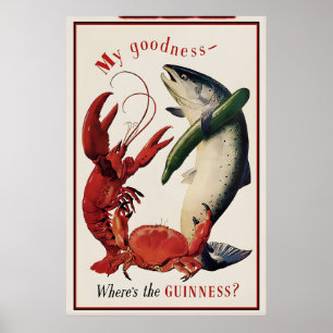 Guinness Lax, Krabba och Hummer Affisch Print