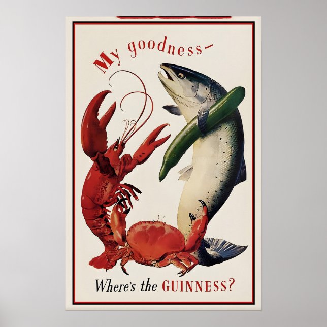 Guinness Lax, Krabba och Hummer Affisch Print (Framsidan)