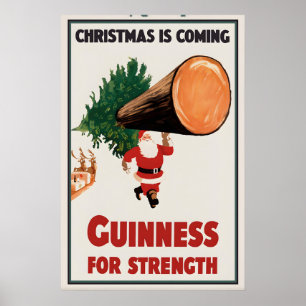 Guinness Santa Julplakat Tryck Irländsk Stout