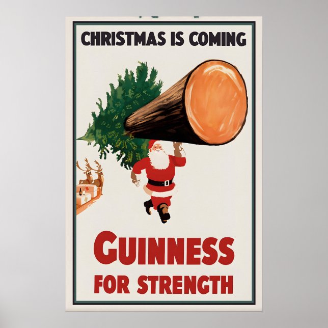 Guinness Santa Julplakat Tryck  Irländsk Stout (Framsidan)