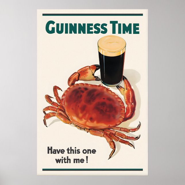 Guinness Time Krabbpostertryck John Gilroy Irländs Poster (Framsidan)