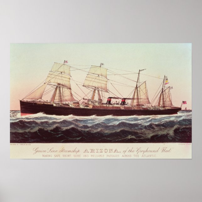 Guion Line Steamship Arizona Poster (Framsidan)