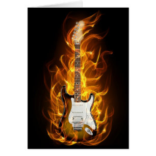 Guitair flammar hälsningskort
