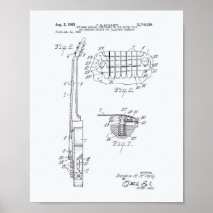 Guitar 1955 Patent Art White Papprare Poster