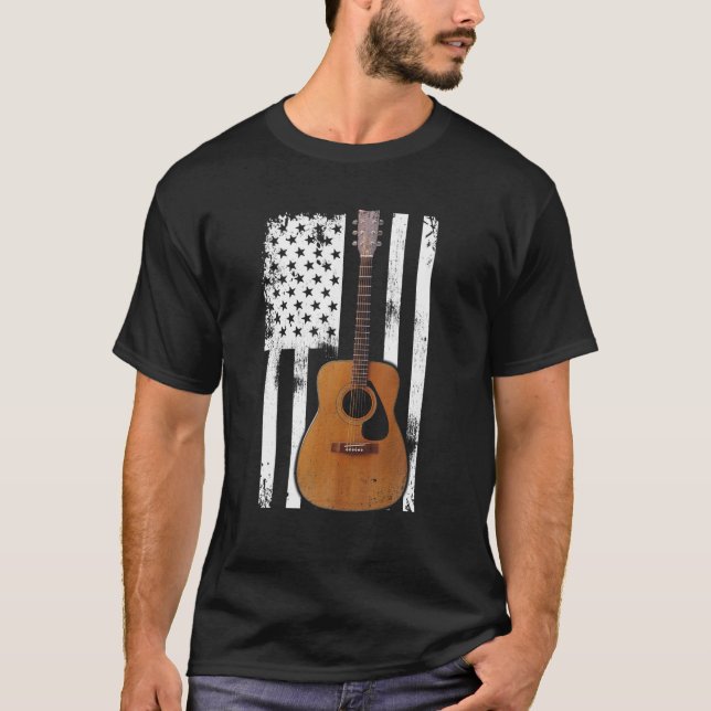 Guitar 4:e juli-gåva amerikanska Flagga USA - Coun T Shirt (Framsida)