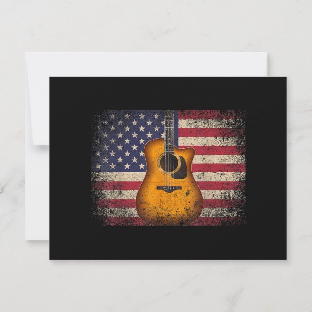 Guitar 4:e juli Gift American Flagga USA - Countr Spara Datumet (Framsida)
