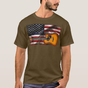 Guitar 4:e juli Gifts American Flagga USA Countr T Shirt