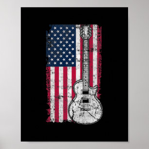 Guitar 4:e juli Guitar från amerikanska Flagga Poster