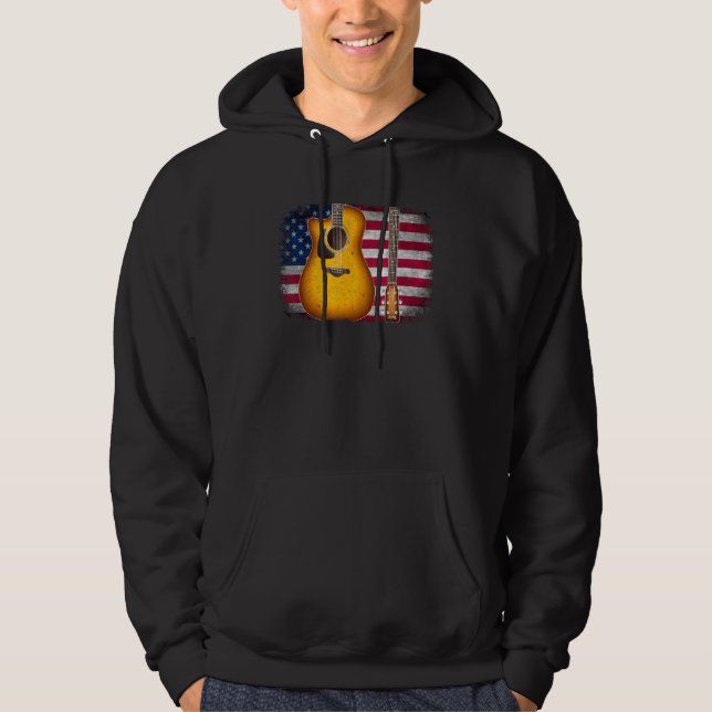 Guitar 4th Of July  American Flag For Men Women Hoodie (Framsida)