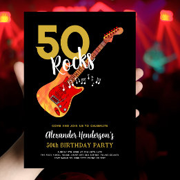 Guitar 50:e Födelsedagsfesten för honom Inbjudningar
