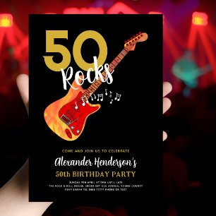 Guitar 50:e Födelsedagsfesten för honom Inbjudningar