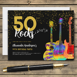 Guitar 50:e Födelsedagsfesten Inbjudan Vykort