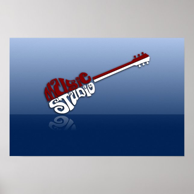 guitar-564924 MUSIC STUDIO GUITAR TYPOGRAPHY RED W Poster (Framsidan)