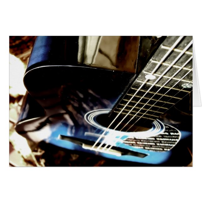 Guitar Acoustic Blues Card Hälsningskort (Framsidan Horizontal)