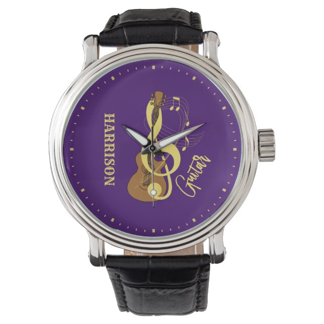 Guitar Acoustic Musik noter Personlig Armbandsur (Framsida)