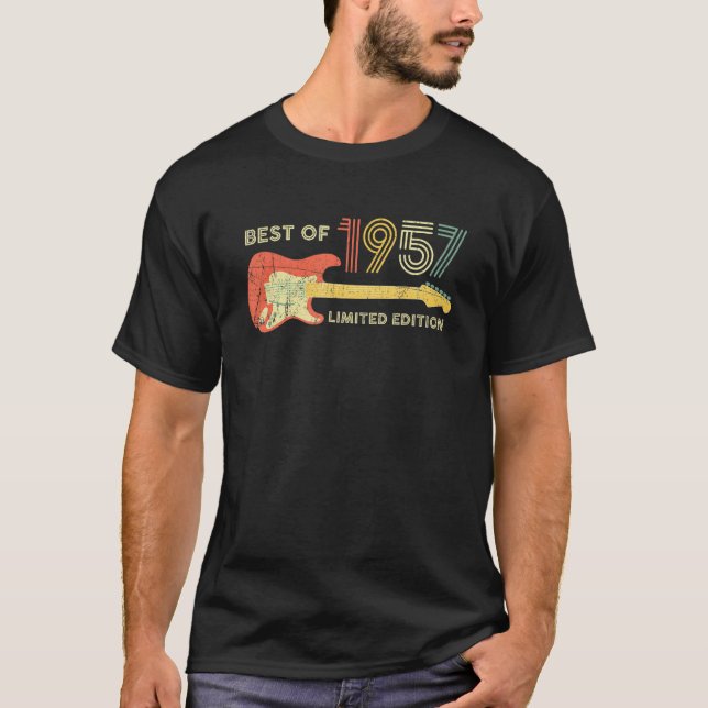Guitar Älskare 65e Birthda 1957 T Shirt (Framsida)