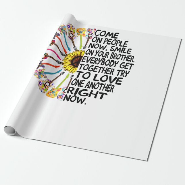 Guitar Älskare | Akustisk Blommigt Guitar Gift Presentpapper (Utrullad)