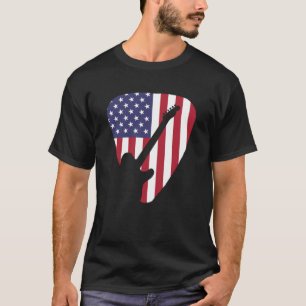Guitar Älskare  American Flagga Guitar T Shirt