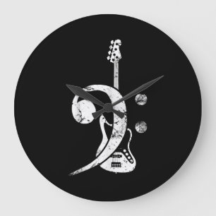 Guitar Älskare Bass Clef Bass Guitar Stor Klocka