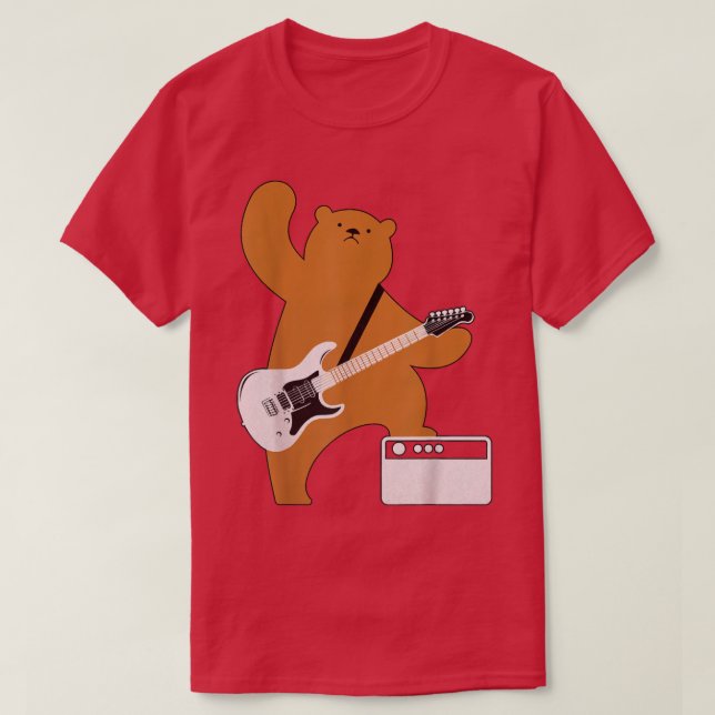 Guitar Älskare Bear Spelar ut Guitar Guitarists M T Shirt (Design framsida)