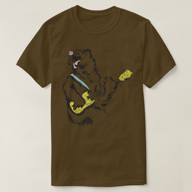 Guitar Älskare Bear Spelar ut Guitar Guitarists M T Shirt (Design framsida)