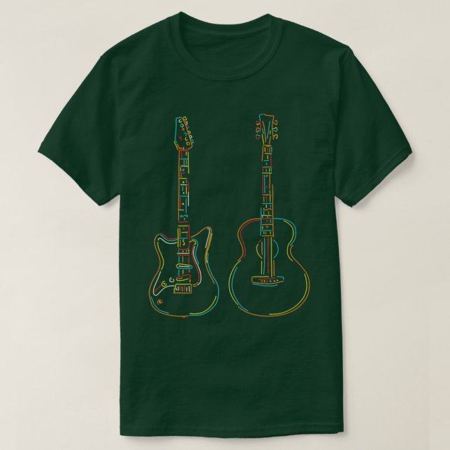 Guitar Älskare Coola Illustrations for Guitar  T Shirt (Design framsida)