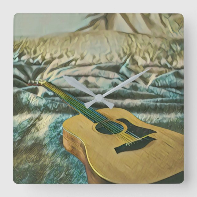 Guitar älskare-gåvor fyrkantig klocka (Framsida)