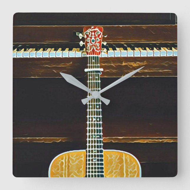 Guitar älskare-gåvor fyrkantig klocka (Framsida)