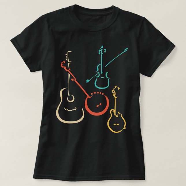 Guitar Älskare Guitarist Retro bluegrämandolin gu T Shirt (Design framsida)