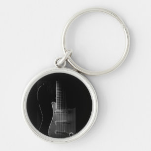 GUITAR ÄLSKARE KKEYCHAIN RUND SILVERFÄRGAD NYCKELRING