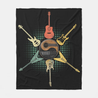 Guitar Älskare| Retro Stil | Gift för gitarist Fleecefilt