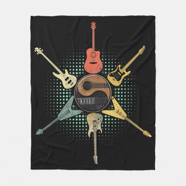 Guitar Älskare| Retro Stil | Gift för gitarist Fleecefilt (Framsidan)