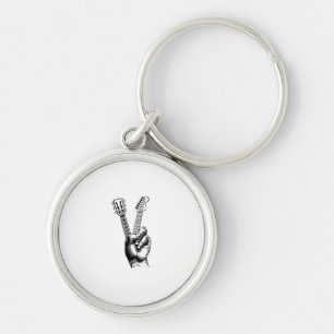 Guitar Älskare Säg hej Guitar Gift Rund Silverfärgad Nyckelring