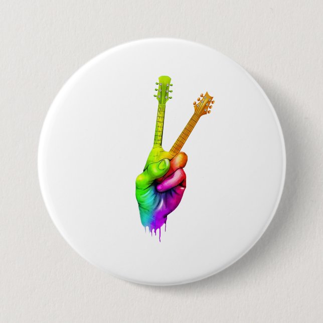 Guitar Älskare | Säg hej Guitar Händer Gift Knapp (Framsida)