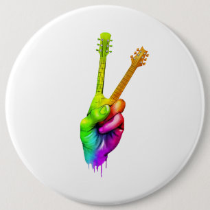 Guitar Älskare Säg hej Guitar Händer Gift Knapp
