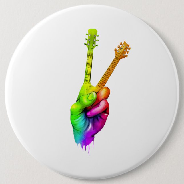 Guitar Älskare | Säg hej Guitar Händer Gift Knapp (Framsida)