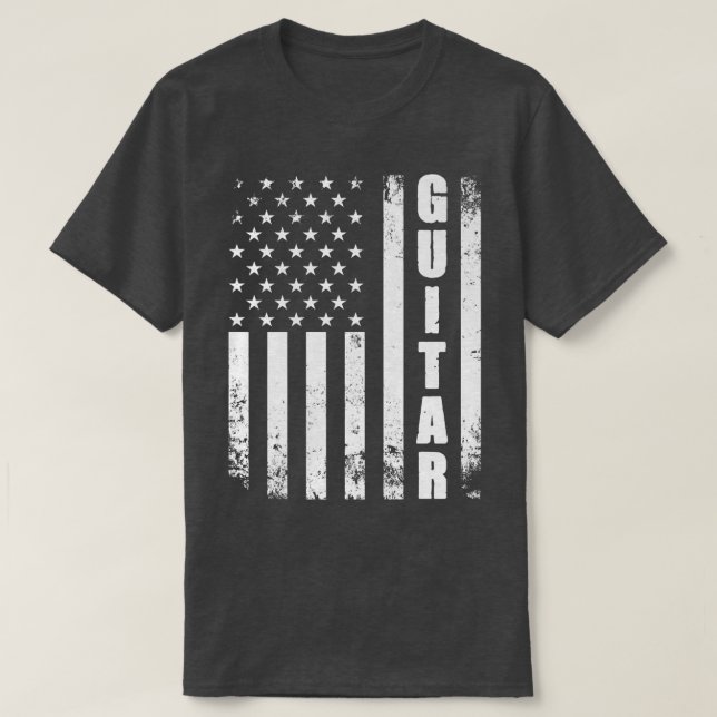 Guitar American Flag USA Country Music Guitar Play T Shirt (Design framsida)