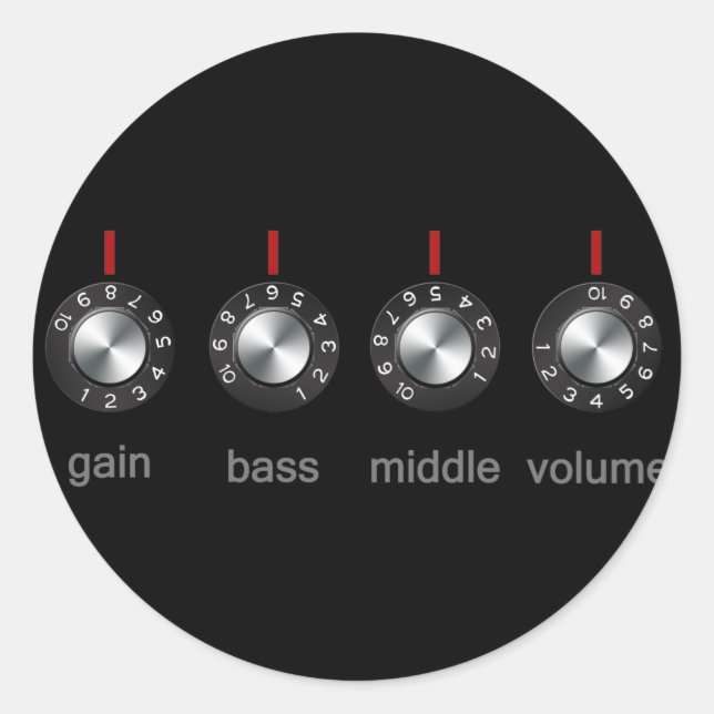 Guitar Amp Knobs Runt Klistermärke (Framsida)