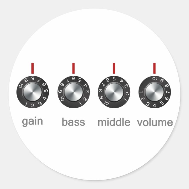 Guitar Amp Knobs Runt Klistermärke (Framsida)
