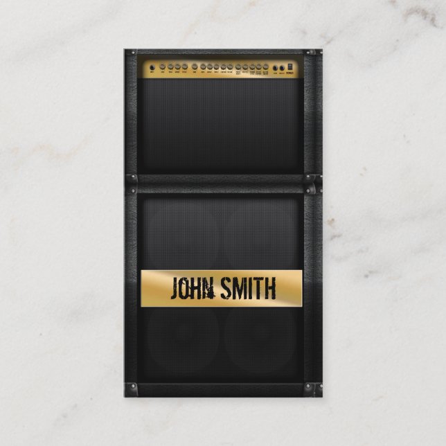 Guitar amp med eget namn visitkort (Framsida)