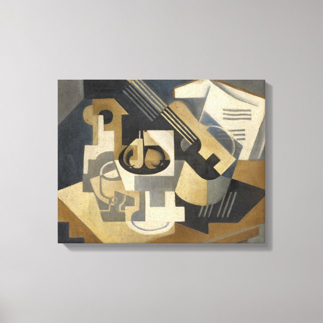 Guitar and Fruit Bowl on a Bord, 1918 Canvastryck (Framsida)