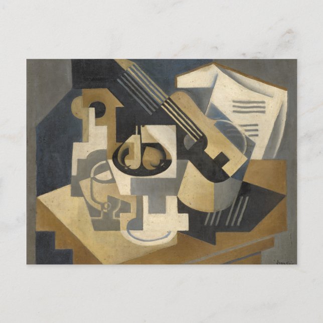 Guitar and Fruit Bowl on a Bord, 1918 Vykort (Framsida)
